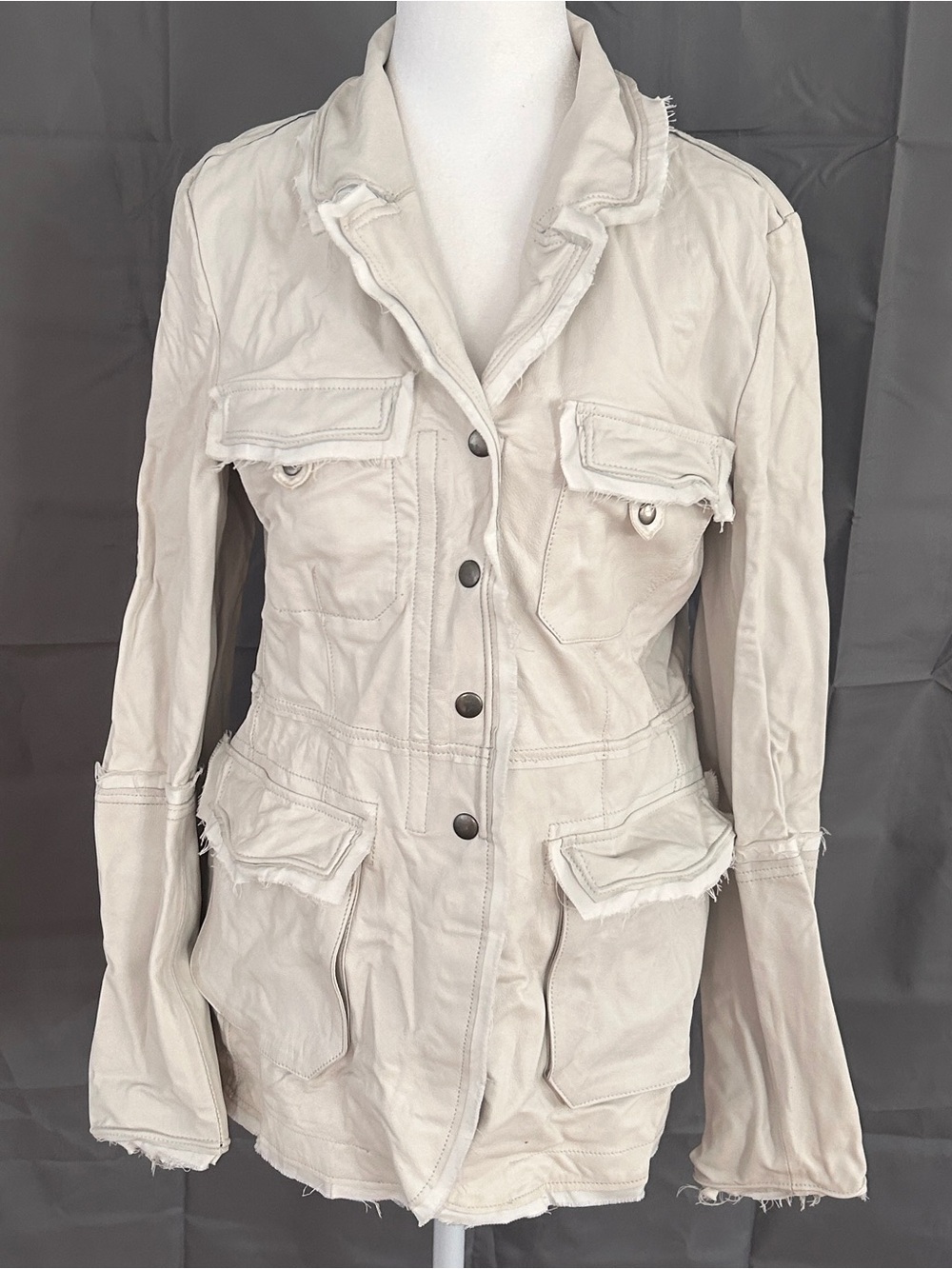 Light Beige Utility-Style Women's Jacket